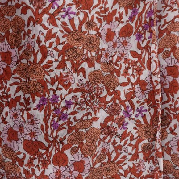 J Crew Ruffle Crinkle Chiffon Top Blouse Women XS Orange Womens Fete Floral‎ - Picture 6 of 12